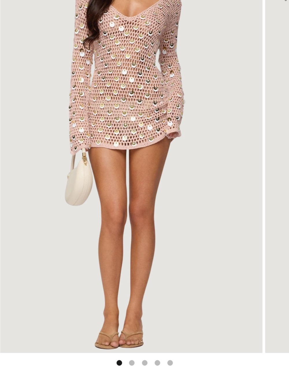 Edikted Pink Sequin Crochet Mini Skirt